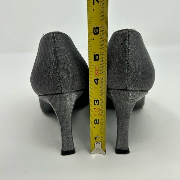 Stuart Weitzman Silver Slate Gray Shimmer Glitter Evening High Heels Size 8.5 C - Picture 8 of 13